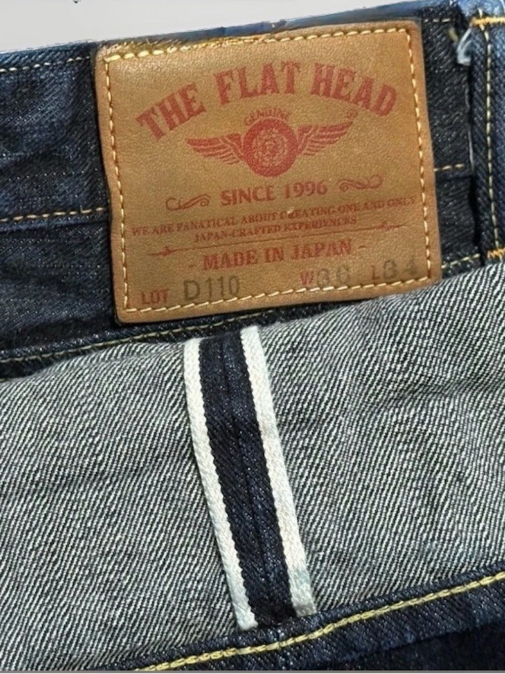 The Flat Head FN-D110 36x34 Japanese Selvedge Zimbabwe Cotton Jeans Dark Indigo
